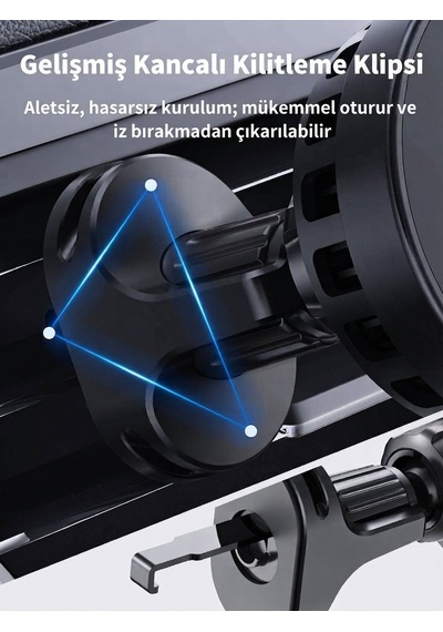 Ven-dens Vd-wlc031 Qi2 25 W Manyetik Kablosuz Şarjlı Araç Telefon Tutucu, Magsafe Uyumlu, Soğutma Fanlı, 360 Döner, Siyah