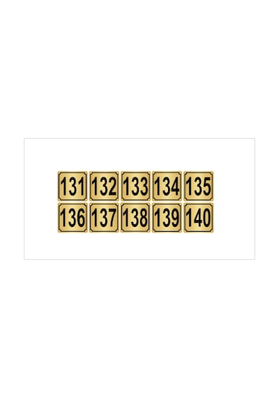 Metal Kapı,masa,dolap Numarası 20cmx20cm 10 Adet (131…140) Altın Renk Metal