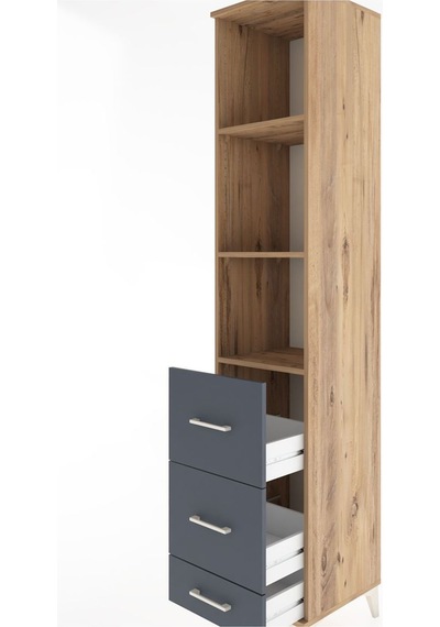Hyperion Dolap 3 Raflı 3 Çekmeceli 44x44x221 Çam-antrasit Çam