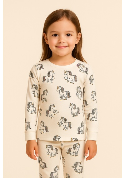 Katia&bony Kız Çocuk Unicorn Desenli Pijama Takımı Desenli