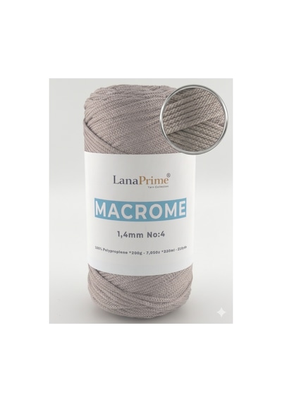Lanaprime Makrome Örgü İpi 1,4mm 230mt Çanta İpi 200gr Polipropilen - Taş