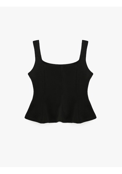 Koton V Yaka Kolsuz Slim Fit Krep Peplum Bluz Siyah 6sal30195ık Koton V Yaka Kolsuz Slim Fit Krep Peplum Bluz Siyah 6sal30195ık