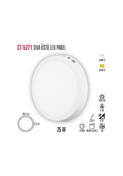 Ct-5271 25w Beyaz Işık Sıva Üstü Panel Led Diğer