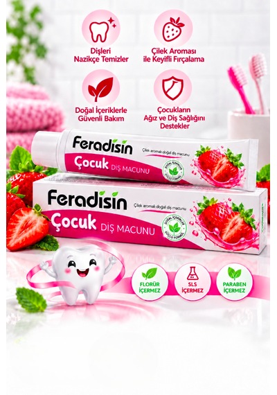Feradisin Çilek Özlü Doğal Çocuk Diş Macunu