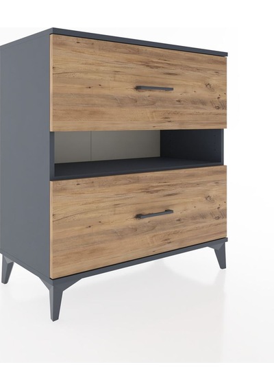 Hyperion Şifonyer Tek Raflı 2 Çekmeceli 88x44x96 Antrasit-çam Antrasit