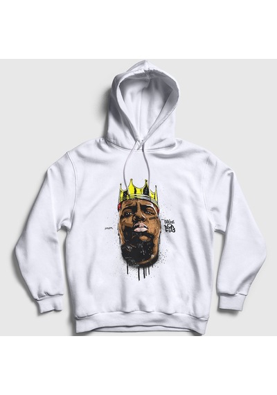 Presmono Unisex Crown The Notorious Bıg Kapüşonlu Sweatshirt Beyaz