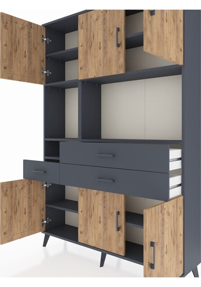 Arges Dolap 9 Raflı 3 Çekmeceli 6 Kapaklı 132x30x195 Antrasit-çam/antrasit Atlas Çam/antrasıt Arges Dolap 9 Raflı 3 Çekmeceli 6 Kapaklı 132x30x195 Antrasit-çam/antrasit Atlas Çam/antrasıt