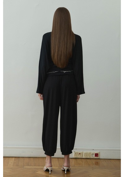 Suud Collection Siyah Sophia Yarasa Kol Bluz