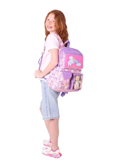 Kaukko Kız Çocuk Peluş Kedili İlkokul Okul Sırt Çantası - Pembe Mor - L5241 Pembe - Mor