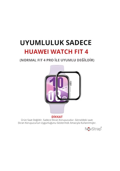 Novstrap Huawei Watch Fit 4 İle Uyumlu Ekran Koruyucu Nano Esnek Cam Tam Kaplayan Ppma