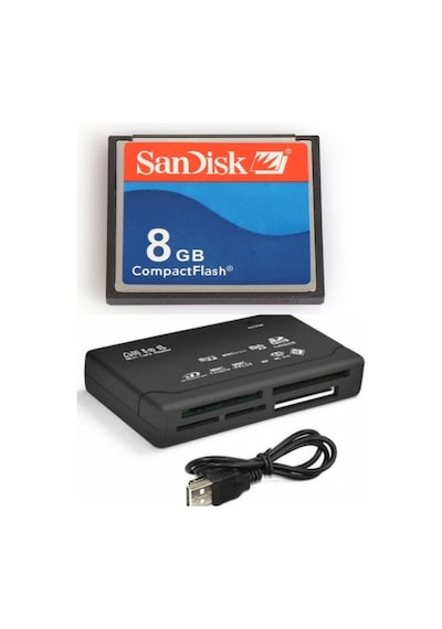 8 Gb Compact  Flash  Hafıza Kartı - Usb 2.0  Cf Kart Okuyucu