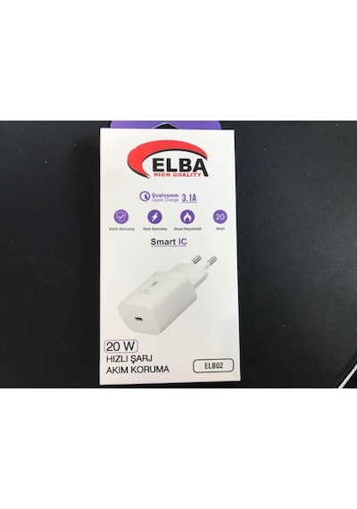 Elba ELB02-20WPD Beyaz 20W USB-C Şarj Kafa PD 3.0-QC4.0 (Akıllı Koruma)