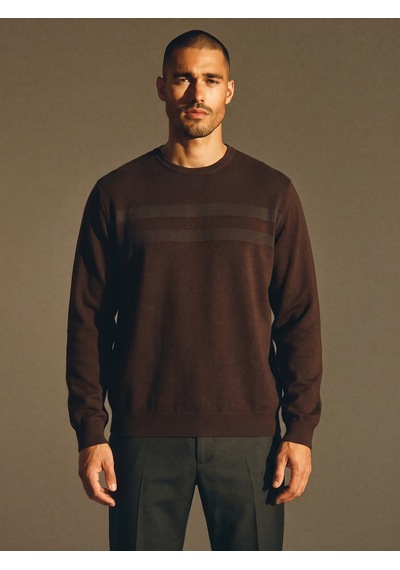 Maccali Erkek Kahve Büyük Beden Pamuklu Kışlık Desenli Sweatshirt Kahverengi