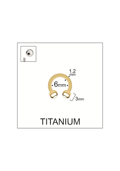 %100 G23 Titanyum Çift Top Altın Titanyum Smiley Septum Halka Piercing Açık Mavi
