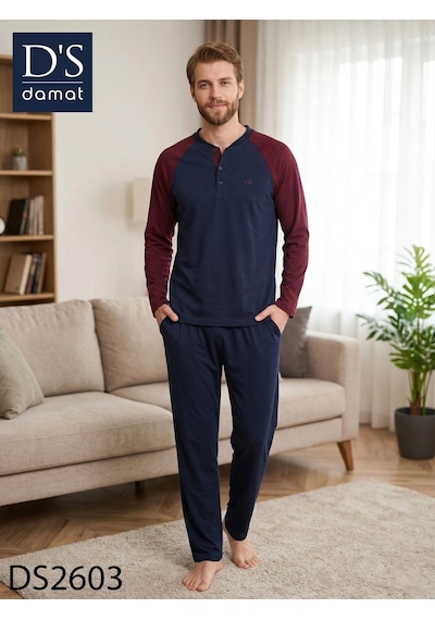 Angbutik D's Damat 2603 Erkek Mavenck Uzun Kol Pijama Takımı Lacivert