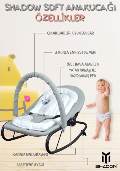 Soft Anakucağı - Hazır Kurulu Gelir- Sallanır - 4 Kademe - Anadizi Sabitlenebilir