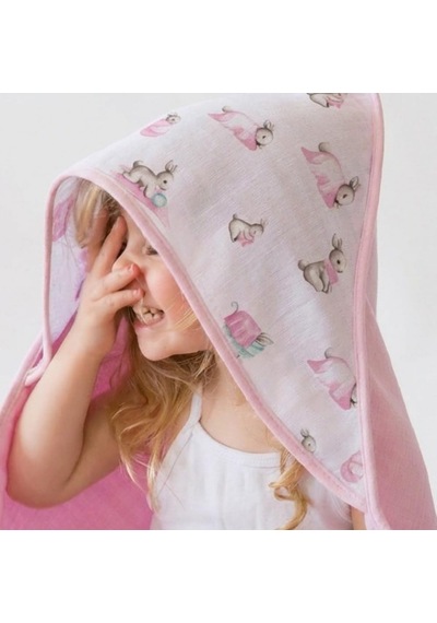 % 100 Pamuk Müslin Kurulanma Örtüsü Bébé Lapin Rose Towel819