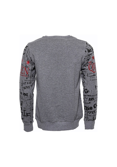 Wessi Gri Taşlı Baskılı Desenli Sweatshirt Gri