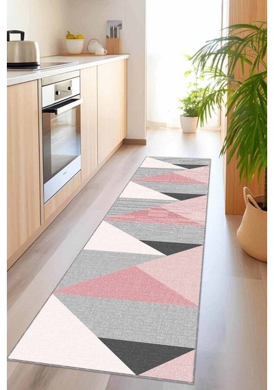Pembe Kaymaz Geometrik Kesme Rulo Özel Ölçülü Yolluk Ar1332n11