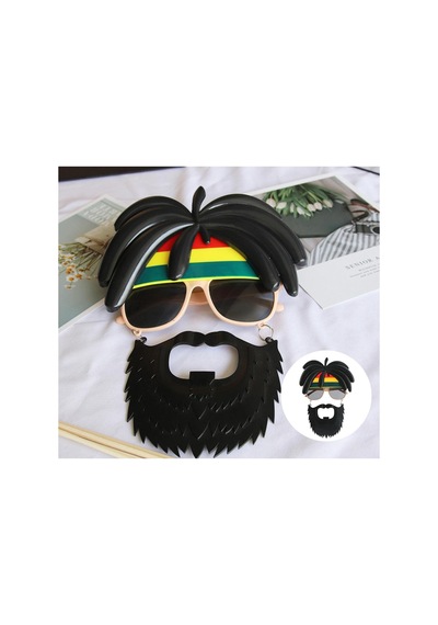 Bezos Rasta Peruklu Rasta Sakallı Bob Marley Bıyıklı Parti Gözlüğü 27x18 Cm