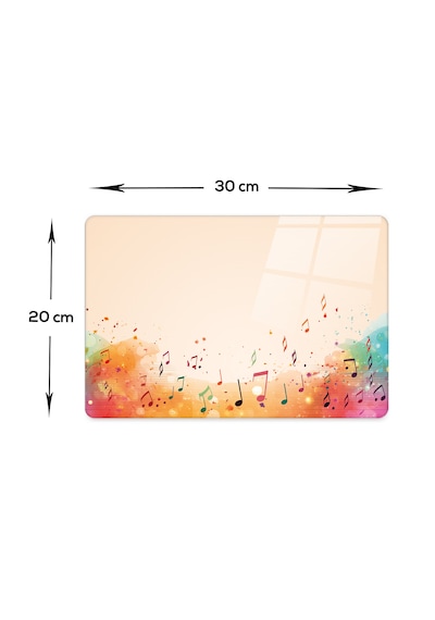 Cam Kesme Tahtası Renkli Notalar 20cm X 30cm