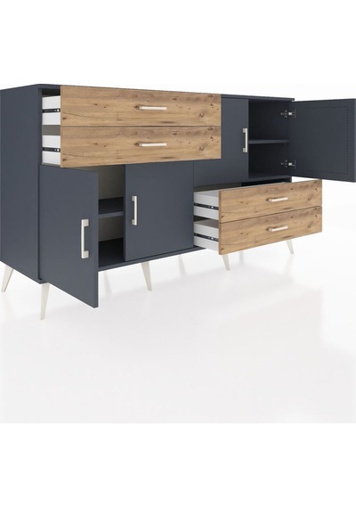 Hyperion Konsol 3 Raflı 4 Çekmeceli 4 Kapaklı 176x44x99 Antrasit- Antrasit-antrasit/çam Hyperion Konsol 3 Raflı 4 Çekmeceli 4 Kapaklı 176x44x99 Antrasit- Antrasit-antrasit/çam