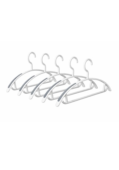 Microcase Plastik Kaliteli Kaydırmaz Pad'li Elbise Askılığı 5 Adet Al5710 Beyaz