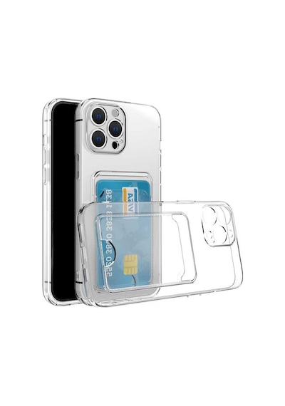 Kvy Apple Uyumlu iPhone 11 Pro Max Kamera Korumalı Kartlıklı Setra Şeffaf Silikon Kılıf