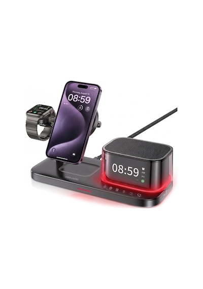 Ven-dens Vd-wlc024 Qi2 25 W 3 Ü 1 Arada Manyetik Kablosuz Şarj İstasyonu, Bluetooth Hoparlör, Siyah