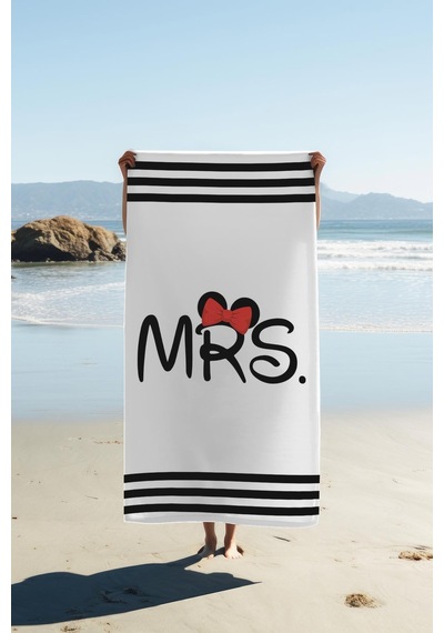 Dijital Baskı Plaj Deniz Havlusu Mrs Mickey Desenli Peştamal Hvl0101 Renkli