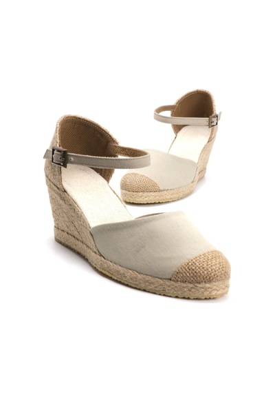 Gerçek Elişi Bej Kadın Dolgu Topuk Espadril Handmade Bej