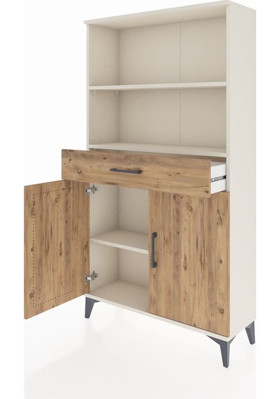 Arges Dolap 3 Raflı Tek Çekmeceli 2 Kapaklı 88x30x163 Aytaşı-çam Aytaşı
