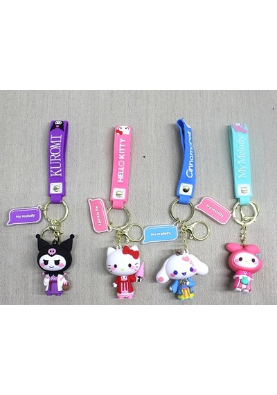 Silikon Kuromi Hello Kitty Anahtarlık Alk4249