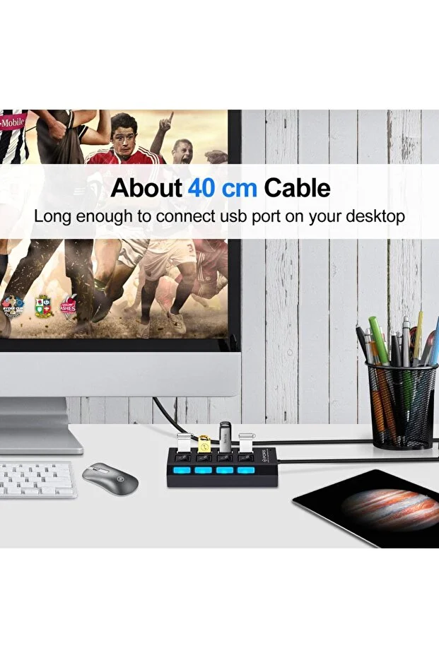 Yeni 2026 4 Port Usb Çoklayıcı Hub Anahtarlı Aç/kapa Düğmeli Işıklı Usebe Çoğaltıcı Tak Çalıştır Usebe Hub Splitter