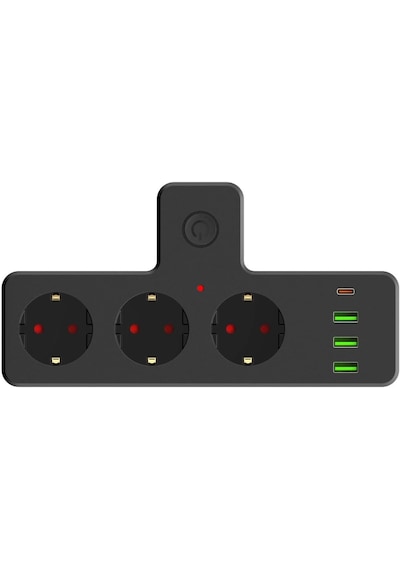 Güncelçarşı Akım Korumalı Üçlü Priz Açma Kapama Düğmeli 3'lü Soket Pd20w Output 1x Type-c 3x Usb 3x Soket Çocuk Koruması Bakır İletken 0