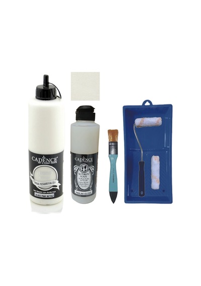 Mobilya Boyası-cadence Multisurface H-002 Pakbeyaz 500ml Ultimate Vernik Parlak 250ml Saten Rulo Set Pak Beyaz