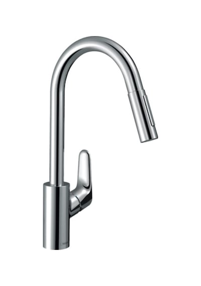 Hansgrohe Focus M41 Tek Kollu Eviye Bataryası 240, Çekilebilir El Duşu, 2Jet, Sbox Krom