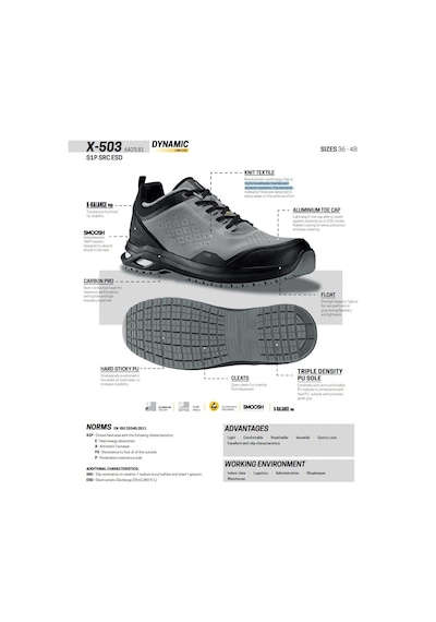 Toworkfor X-503 S1p Src Esd İş Ayakkabısı Gri - Siyah