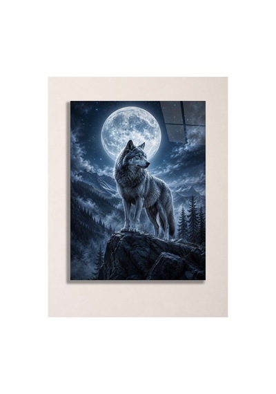 Bozkurt Ve Dolunay A3 Metal Poster Gri Kurt, Ay Işığı Ve Dağ Manzaralı Dekoratif Duvar Tablosu Çok Renkli - 938038119 Çok Renkli - 938038119 Çok Renkli