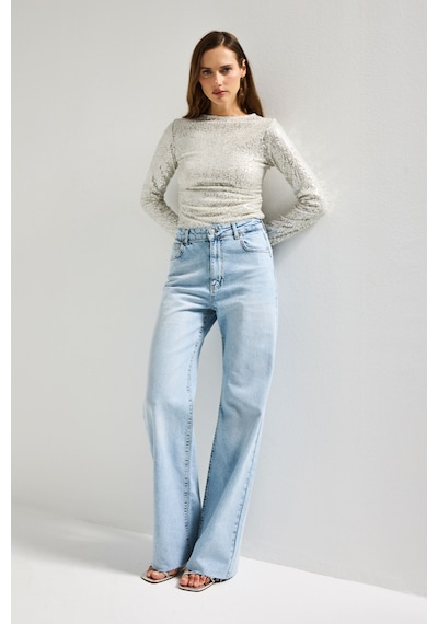 Itsbasic Kadın Ice 4s6-3 Straight Fit Yüksek Bel Elastan Kumaş Paça Dikişsiz Denim Jean Buz Mavi Itsbasic Kadın Ice 4s6-3 Straight Fit Yüksek Bel Elastan Kumaş Paça Dikişsiz Denim Jean Buz Mavi