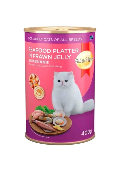 Smart Heart Kedi Konservesi Jöle İçinde Deniz Ürünleri Ve Karidesli 400 Gr