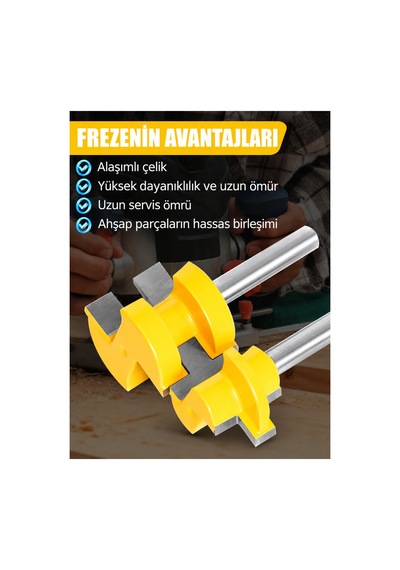 2'li Pano Kanal Geçme Freze Ucu Seti 28,6 Mm 8 Mm Şaft
