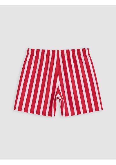 Lcw Swımwear Kırmızı Kısa Boy Çizgili Erkek Deniz Şortu
