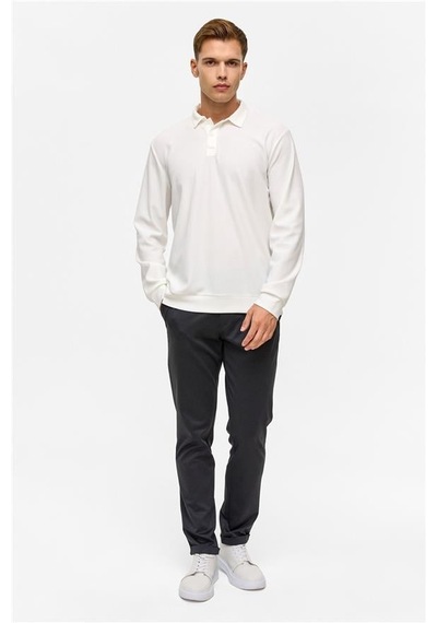 SÜVARİ Beyaz Regular Düz Polo Yaka Sweatshirt Beyaz