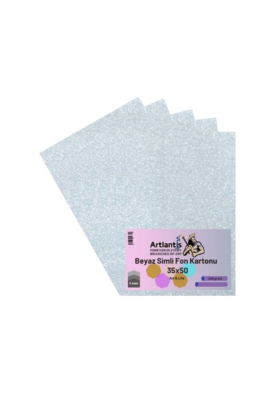 Beyaz Simli Karton 35x50 5 Adet Artlantis Simli Karton Beyaz 5 Adet 35*50
