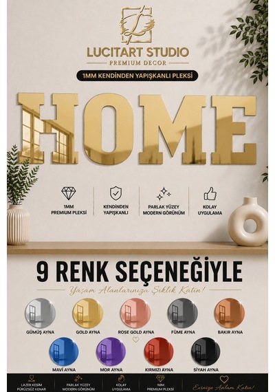 Studio Home Dekoratif Duvar Yazısı 1 Mm Kendinden Yapışkanlı Aynalı Pleksi 9 Renk Seçeneği Altın Studio Home Dekoratif Duvar Yazısı 1 Mm Kendinden Yapışkanlı Aynalı Pleksi 9 Renk Seçeneği Altın