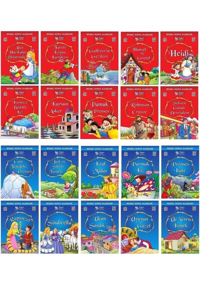 1.ve 2. Sınıflar Için Resimli Dünya Klasikleri 1-3 20 Kitap + Kitap Okuma Not Defteri