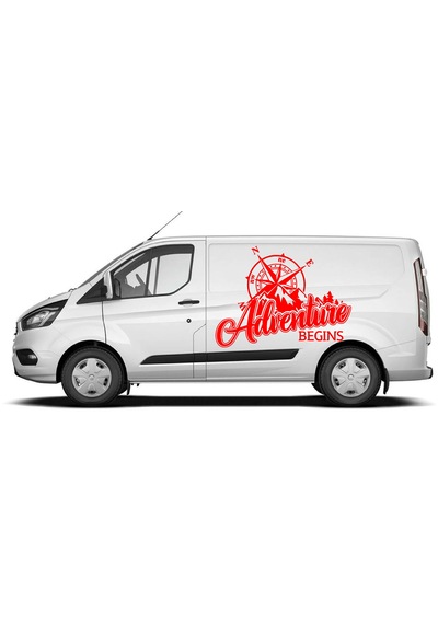 Adventure Begins Sticker - Araba Oto Motosiklet Karavan Araç Cam Sticker - 00344 40x30 Cm