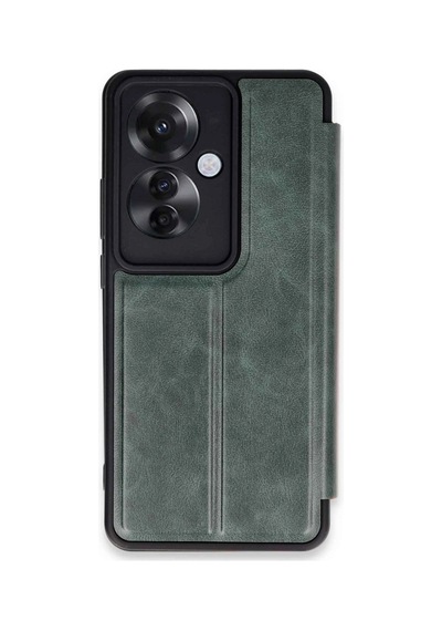 Oppo Reno 11f Kılıf Flip Cover - Koyu Yeşil -