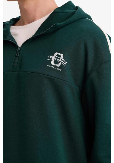Defacto Boxy Fit Kapüşonlu Baskılı Sweatshirt F8659ax26spgn465 Yeşil-gn465
